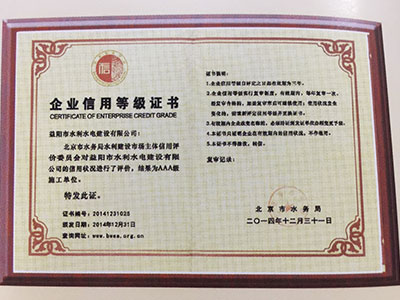 2014年企業(yè)信用等級(jí)證書