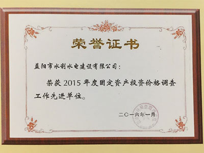 2015年度固定資產(chǎn)投資價(jià)格調(diào)查先進(jìn)單位